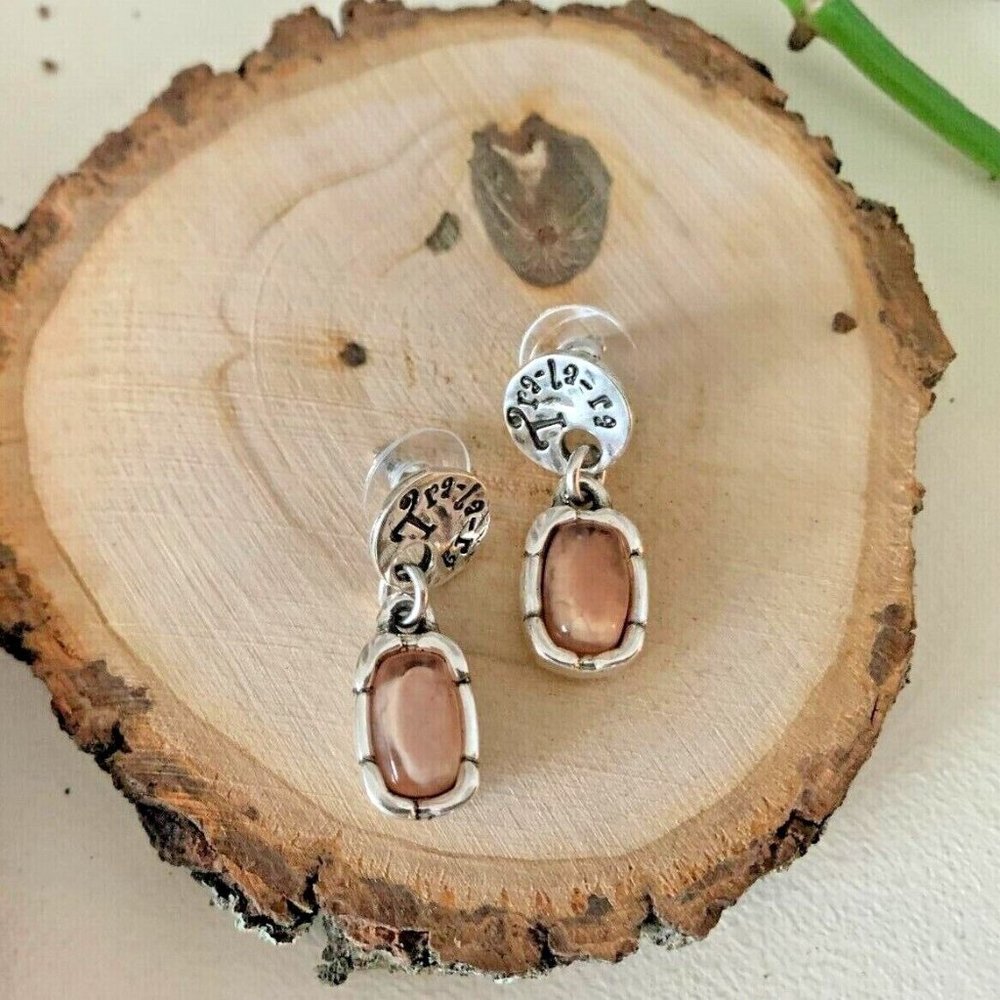 Tra-La-ra Zamak Silver Plated  Earring Brown Made Spain